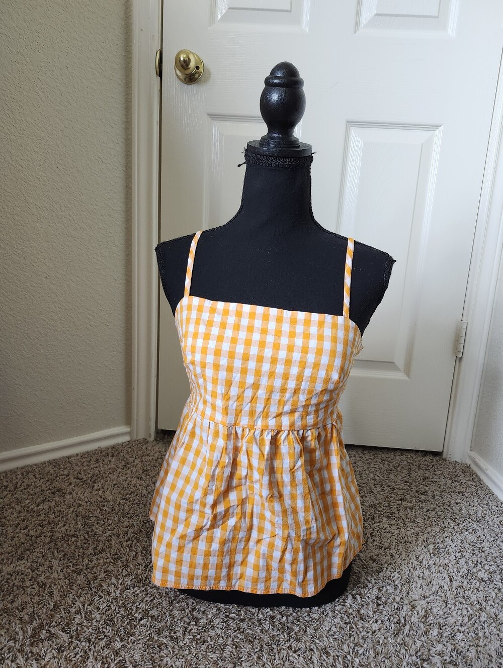 J Crew Orange Gingham Spaghetti-Strap Women’s Top 6
